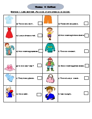 Bài tập Tiếng Anh Lớp 4 - Theme 4 Clothes
